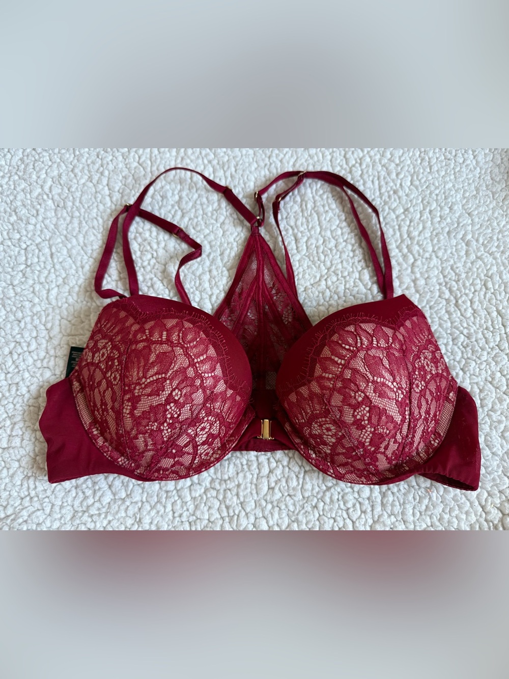 Victoria’s Secret Very Sexy Burgundy Lace Push-Up Racerback Bra 36B